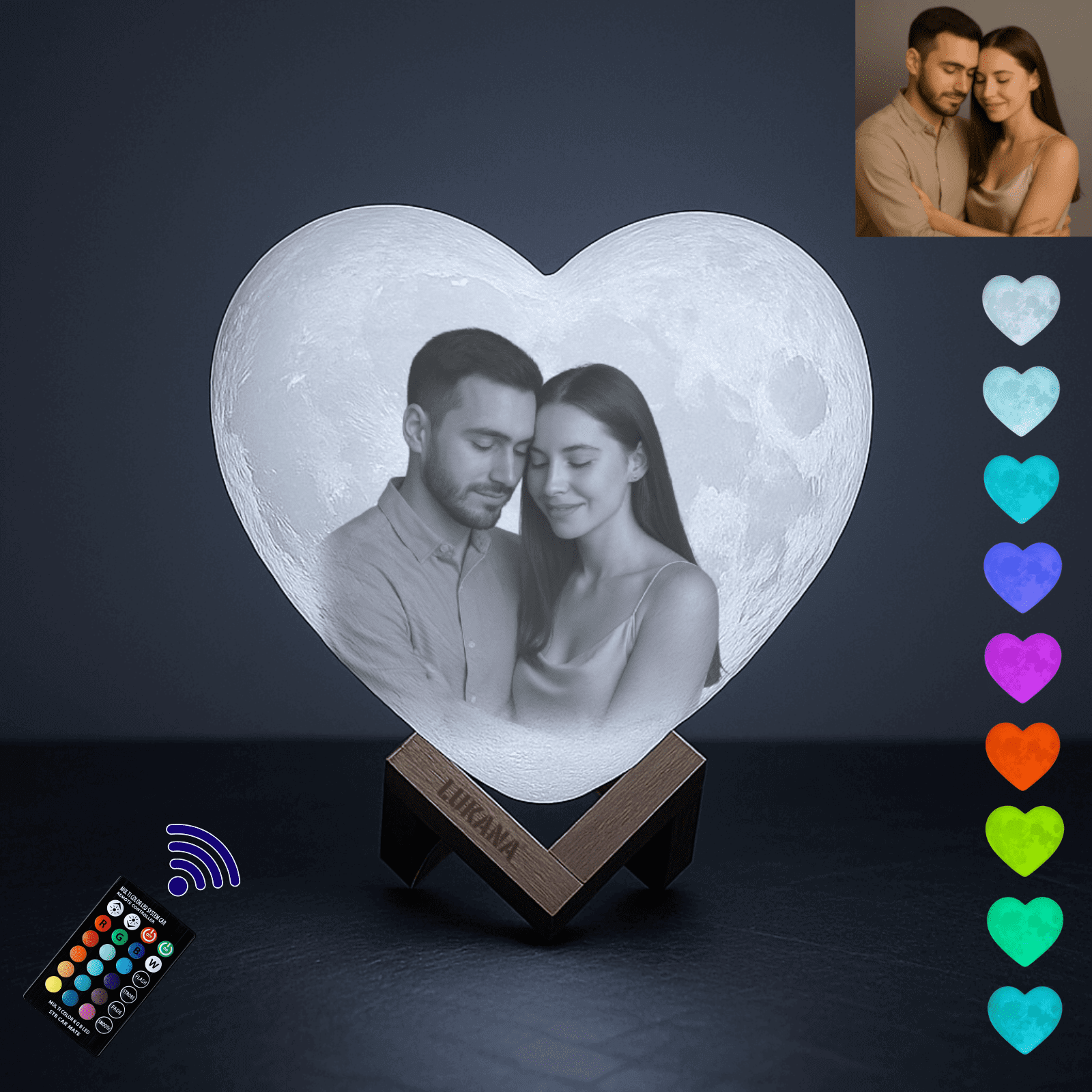 Personalisierte Mondlampe - Herz