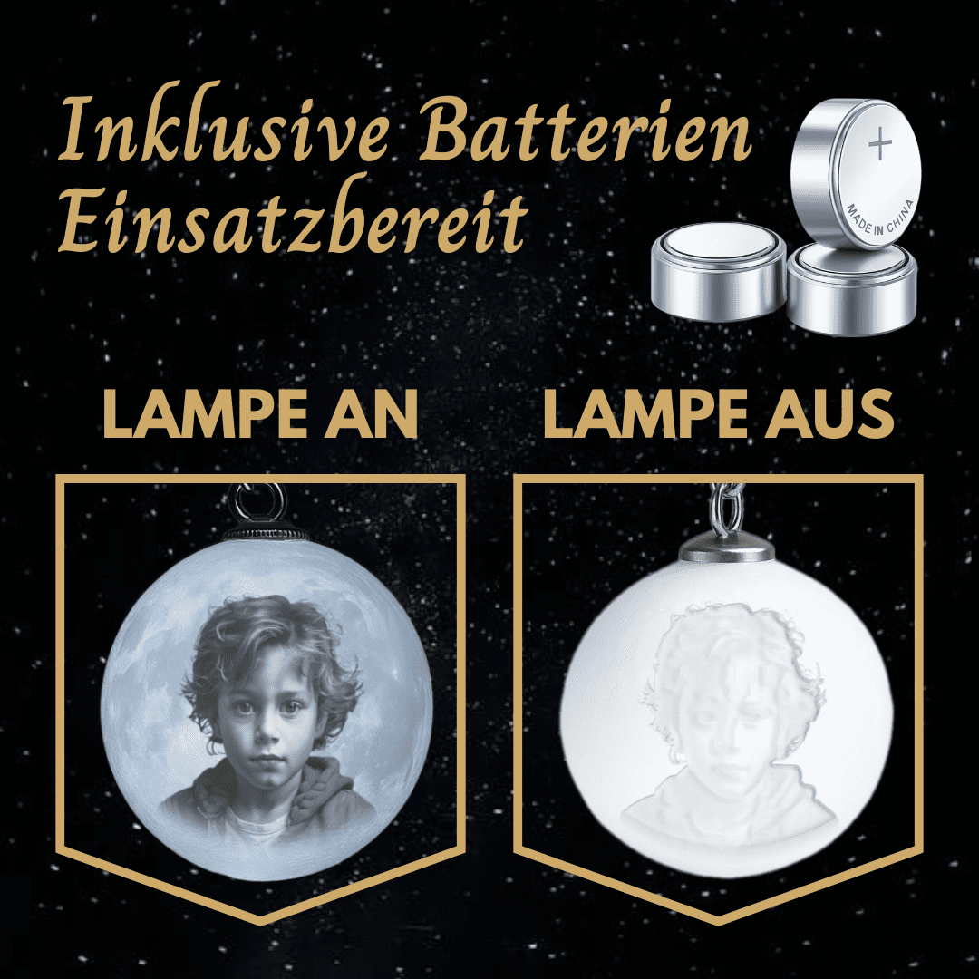 Inklusive Batterien Personalisierte Mondlampe - Weihnachtsanhänger Schlüsselanhänger