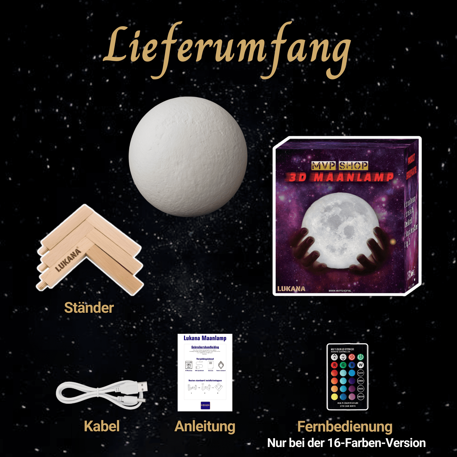 Lieferumfang Personalisierte Mondlampe - Standard