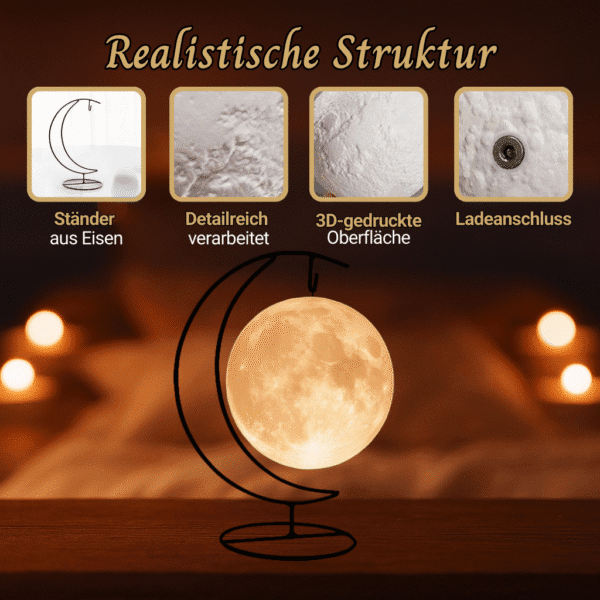 Personalisierte Mondlampe - Wandhalterung (1) Personalisierte Mondlampe - Wandhalterung