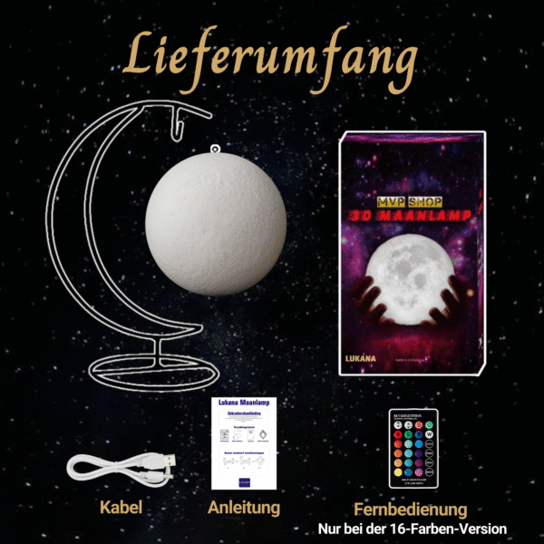 Personalisierte Mondlampe - Wandhalterung Lieferumfang Personalisierte Mondlampe - Wandhalterung Lieferumfang