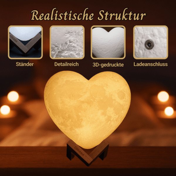 Realistische Struktur Personalisierte Mondlampe - Herz Realistische Struktur Personalisierte Mondlampe - Herz