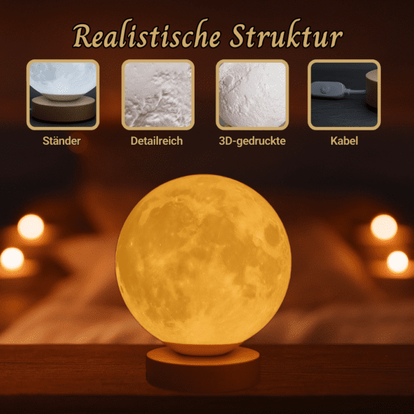 Realistische Struktur Personalisierte Mondlampe - Kabelversion Realistische Struktur Personalisierte Mondlampe - Kabelversion