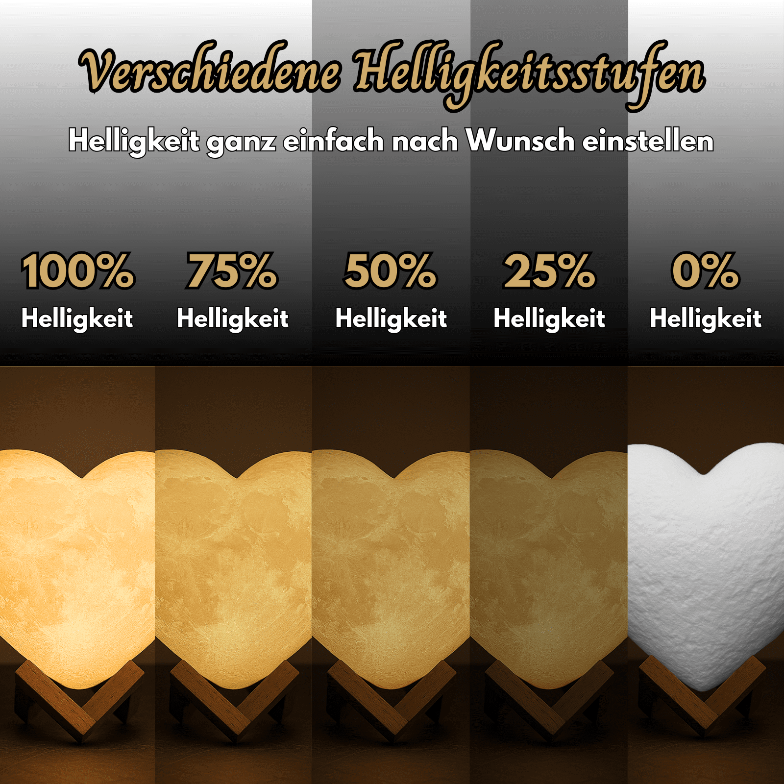 Verschiedene Helligkeitsstufen Personalisierte Mondlampe - Herz