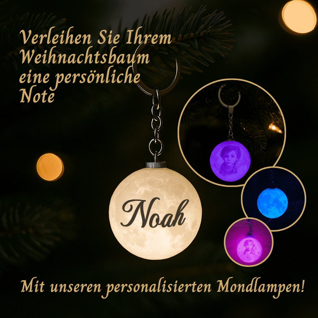 Weihnachtsbaum Personalisierte Mondlampe - Weihnachtsanhänger Schlüsselanhänger