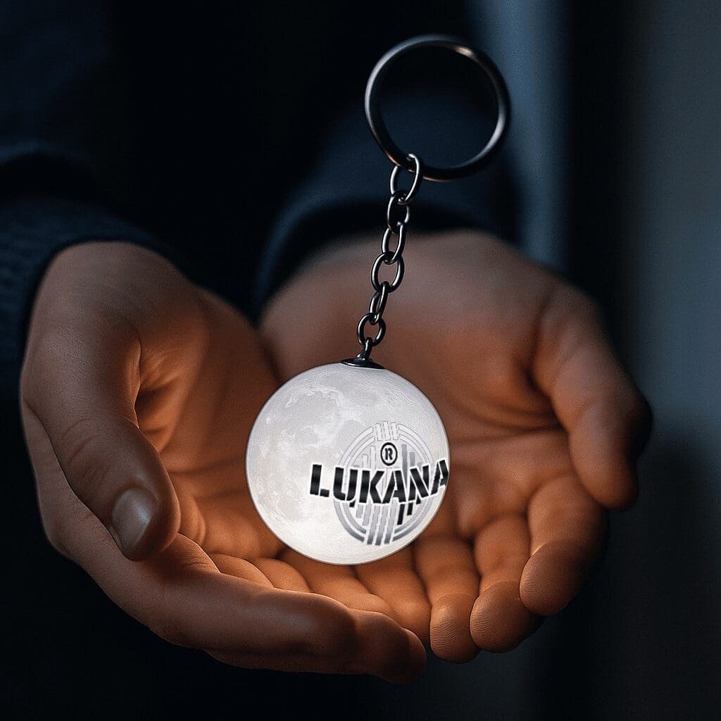 Firmenlogo Personalisierte Mondlampe - Weihnachtsanhänger Schlüsselanhänger